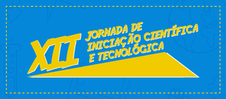 Imagem com fundo azul. Em letras amarelas está escrito XII Jornada de Iniciação Científica e Tecnológica. Abaixo está escrito II Simpósio de Pós graduação do sul do país