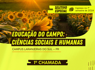 Card Seletivo Especial Educação do Campo: Ciências Sociais e Humanas.