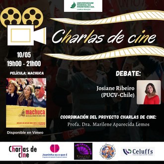 Cartaz de divulgação sobre atividade do Projeto Cultural Charlas de cine