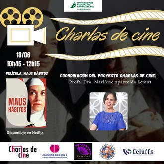 Cartaz de divulgação do projeto Charlas de Cine do Campus Realeza