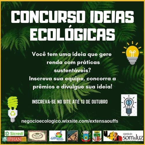 Cartaz com informações sobre evento concurso Ideias Ecológicas