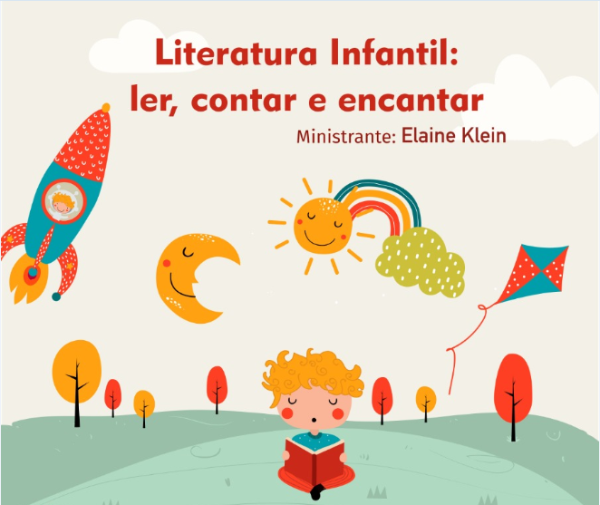 Cartaz com informações sobre oficina de literatura infantil