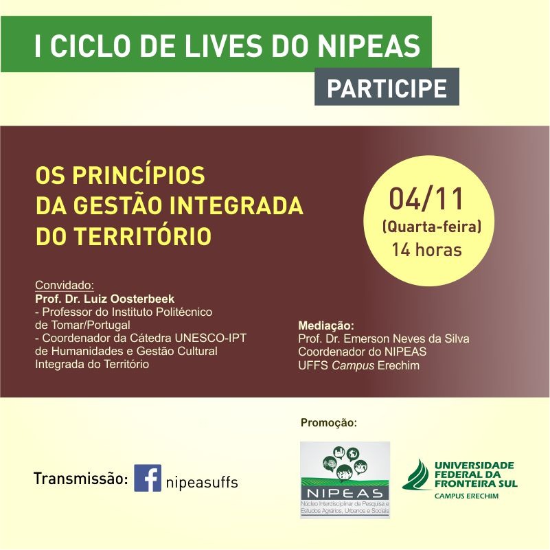 I Ciclo de Lives do NIPEAS - Tema: Os princípios da gestão integrada do território