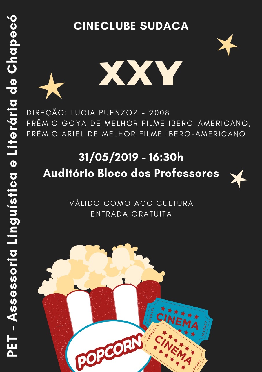 Cartaz com informações sobre o evento cineclube sidaca filme XXY