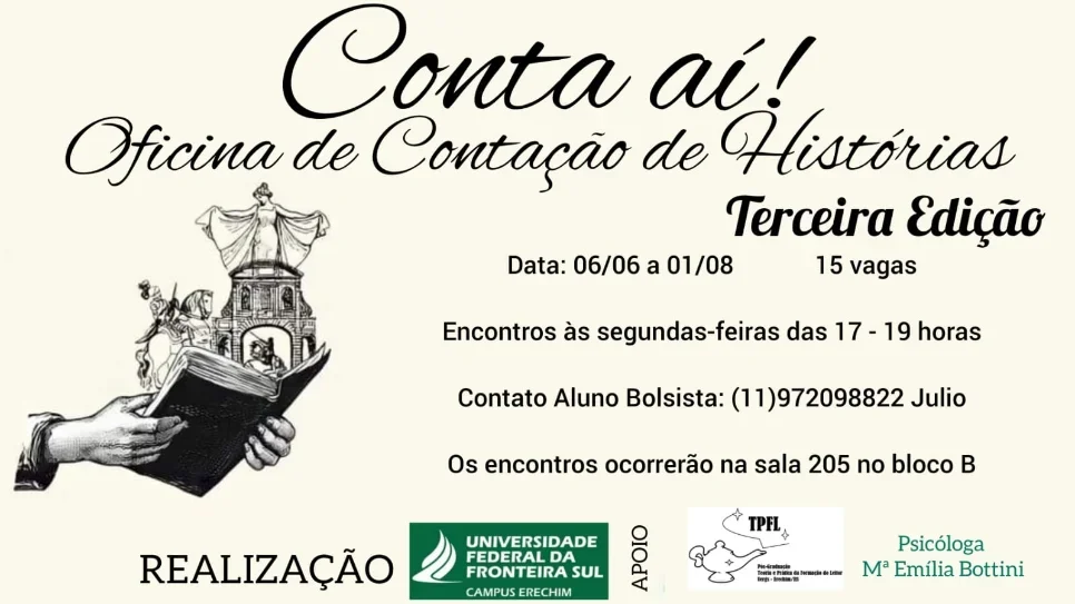 Inscrições abertas para oficina de contação de histórias