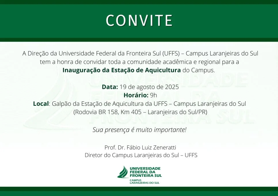 Inauguração da Estação de Aquicultura do Campus Laranjeiras do Sul