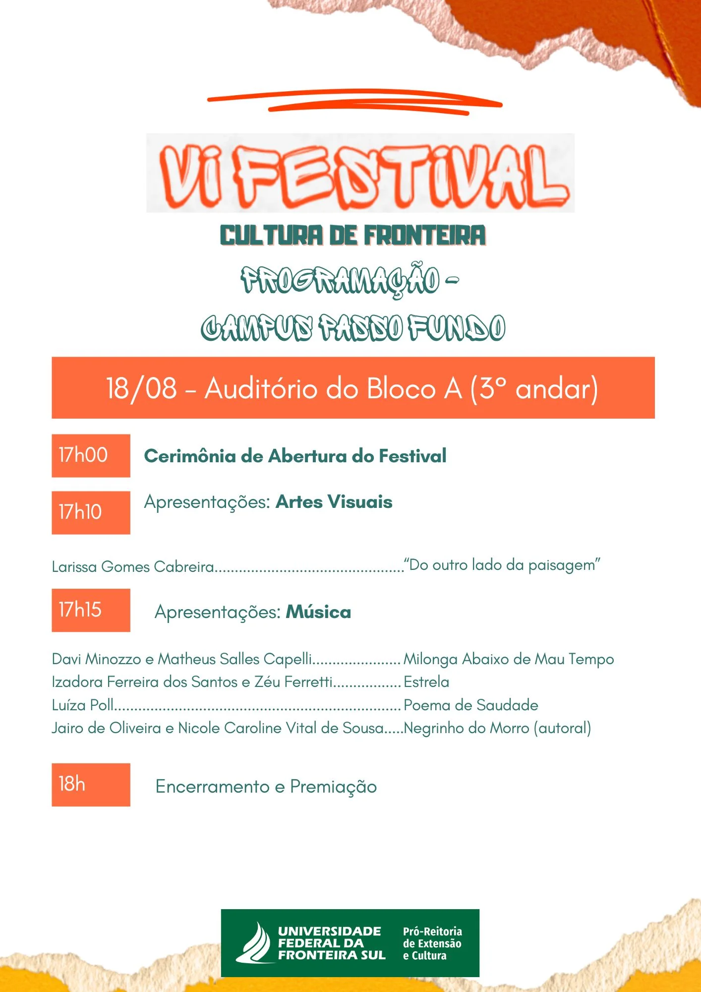 Etapa Local Campus Passo Fundo - VI Festival Cultura de Fronteira